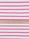 White/Paradise Pink Rayon/Lycra Horizontal Stripe Jersey Knit 57W