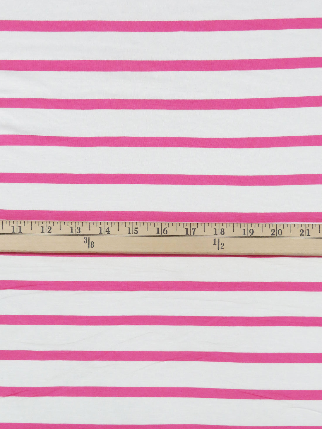 White/Paradise Pink Rayon/Lycra Horizontal Stripe Jersey Knit 57W