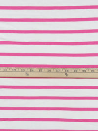 White/Paradise Pink Rayon/Lycra Horizontal Stripe Jersey Knit 57W