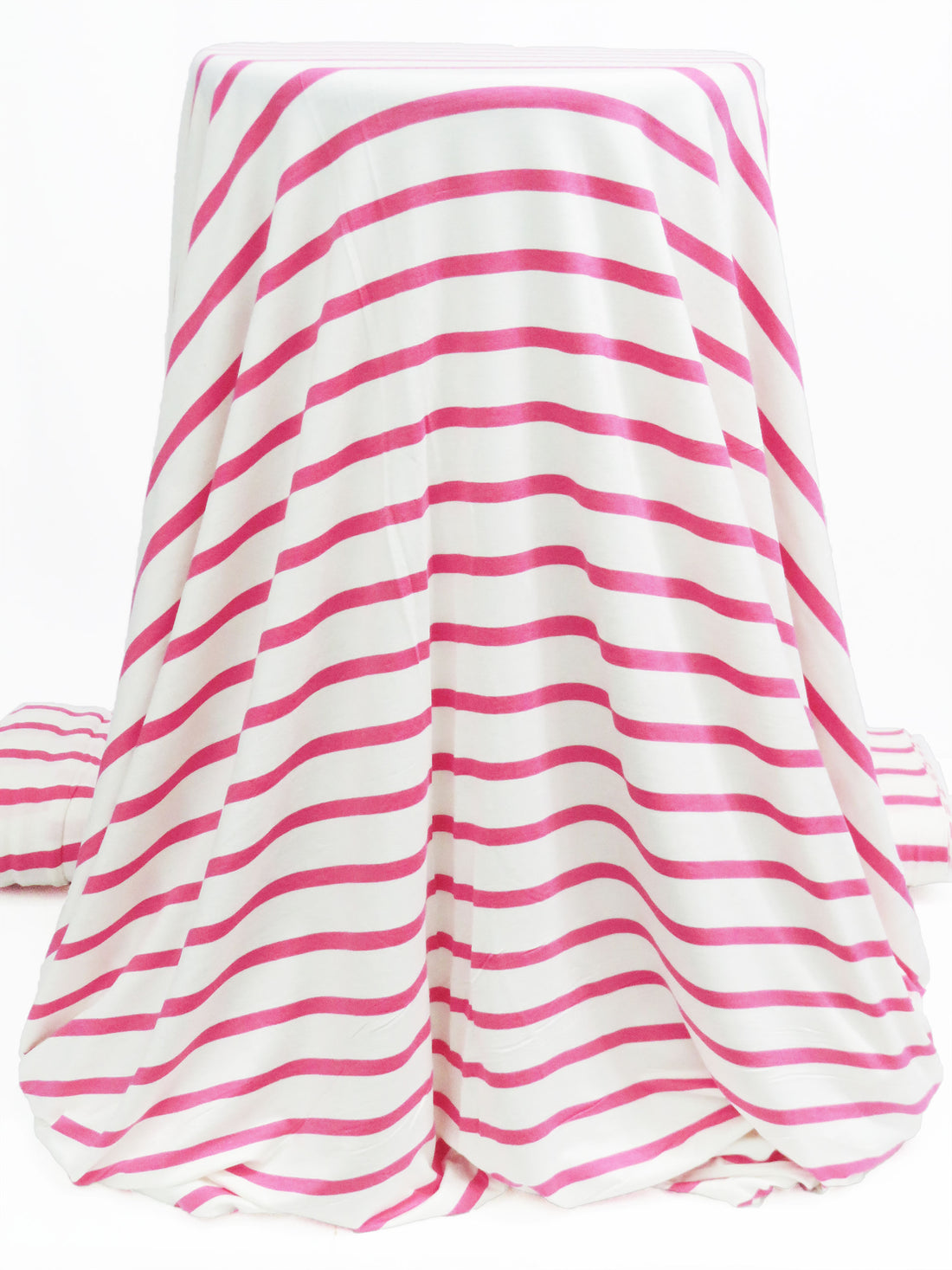 White/Paradise Pink Rayon/Lycra Horizontal Stripe Jersey Knit 57W