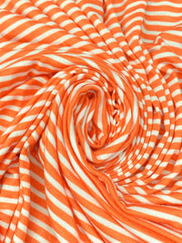 Orange/White Rayon/Lycra Horizontal Stripe Jersey Knit 58W