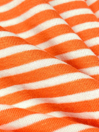 Orange/White Rayon/Lycra Horizontal Stripe Jersey Knit 58W