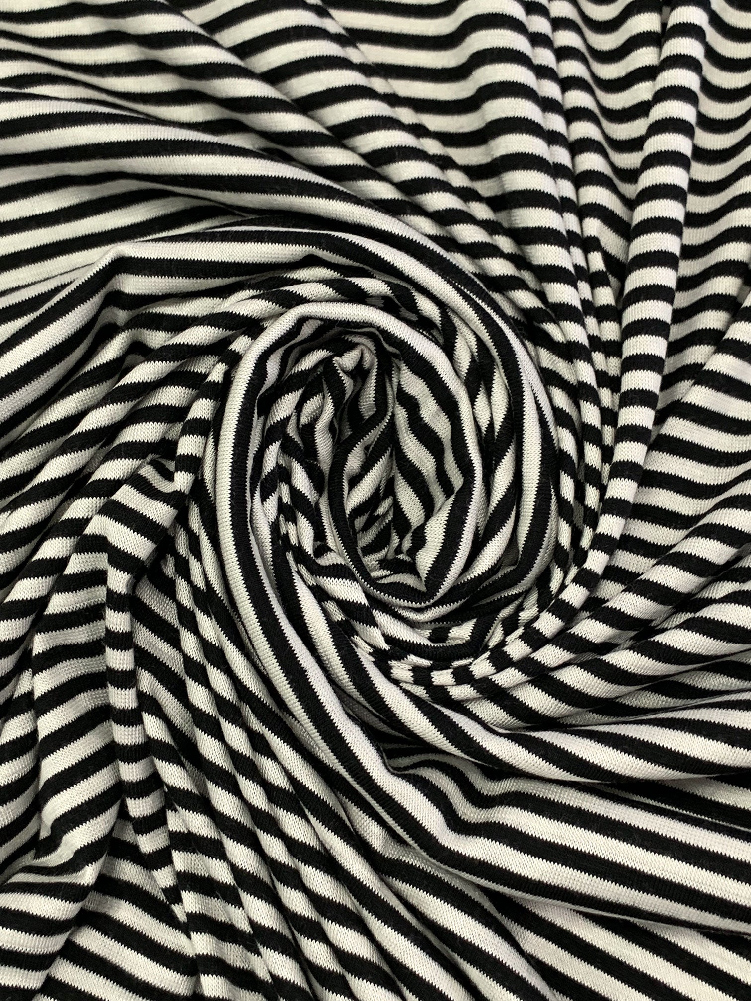 Black/White Rayon/Lycra Horizontal Stripe Jersey Knit 58W