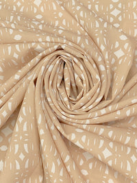 Tan/White 100% Polyester Abstract Print Crepe de Chine - Kimberly Goldson - 58W