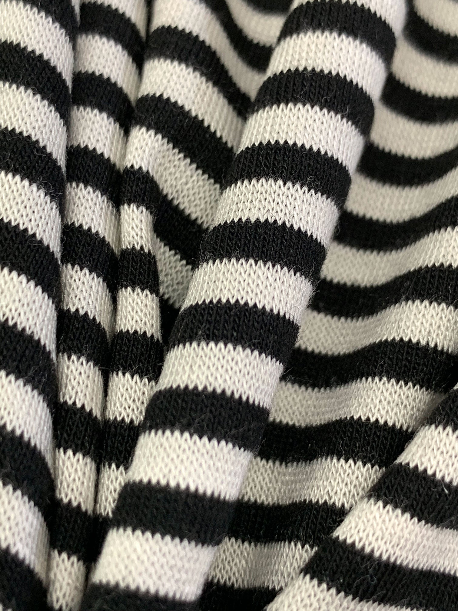 Black/White Rayon/Lycra Horizontal Stripe Jersey Knit 58W