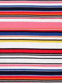 Imperial Red/Watermelon Pink/White/Multi Cotton/Lycra Horizontal Stripe Print Jersey Knit - Robert Kaufman - 58W