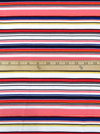 Imperial Red/Watermelon Pink/White/Multi Cotton/Lycra Horizontal Stripe Print Jersey Knit - Robert Kaufman - 58W