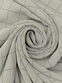 Rich Mahogany/White 100% Acetate Novelty Windowpane Drapey Suiting 53W