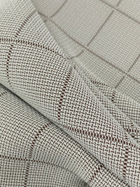 Rich Mahogany/White 100% Acetate Novelty Windowpane Drapey Suiting 53W