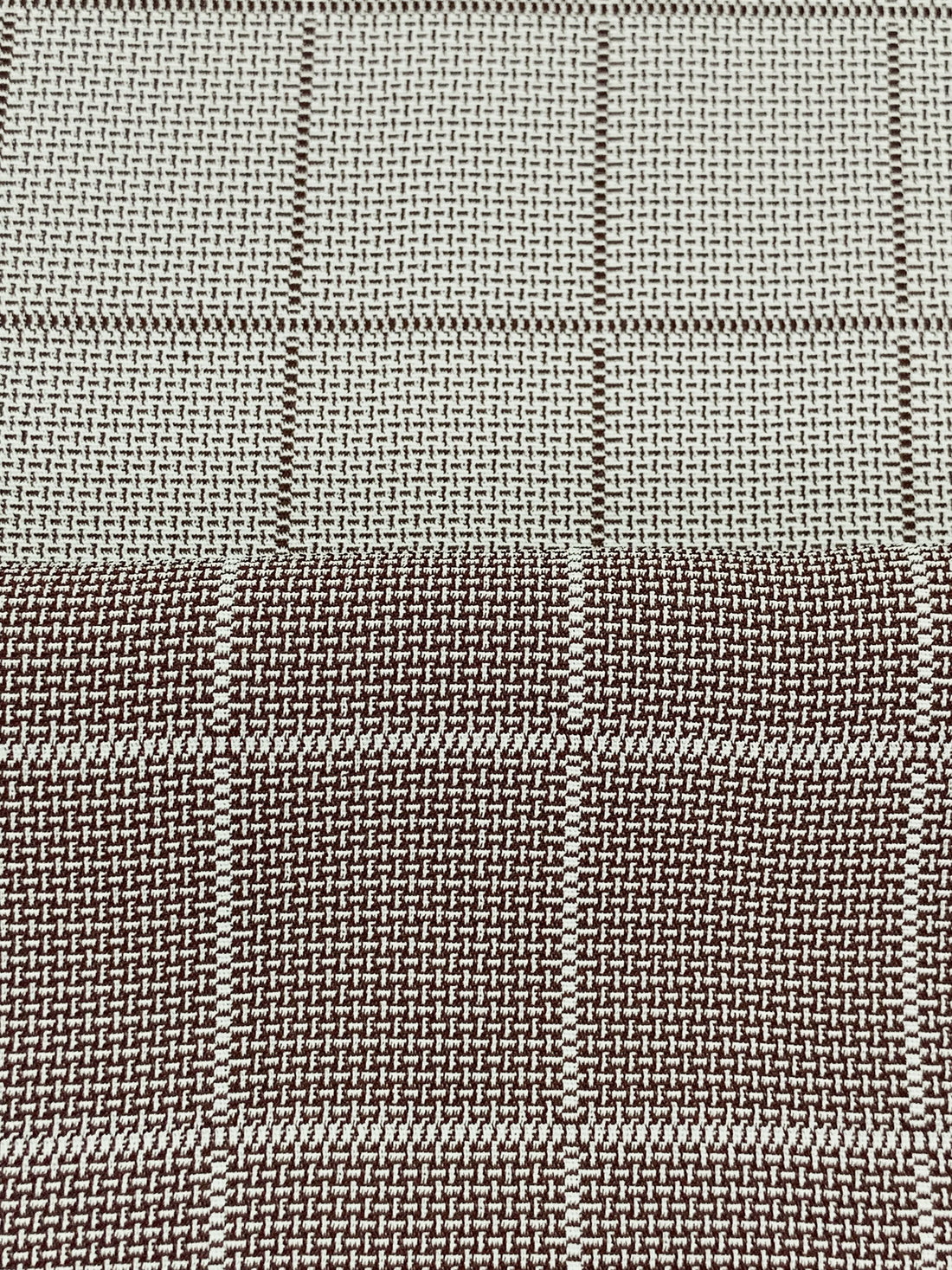 Rich Mahogany/White 100% Acetate Novelty Windowpane Drapey Suiting 53W