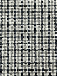 Midnight Ocean Blue/Stone Gray/White Cotton/Polyester/Wool Puckered Plaid Check Suiting 59W