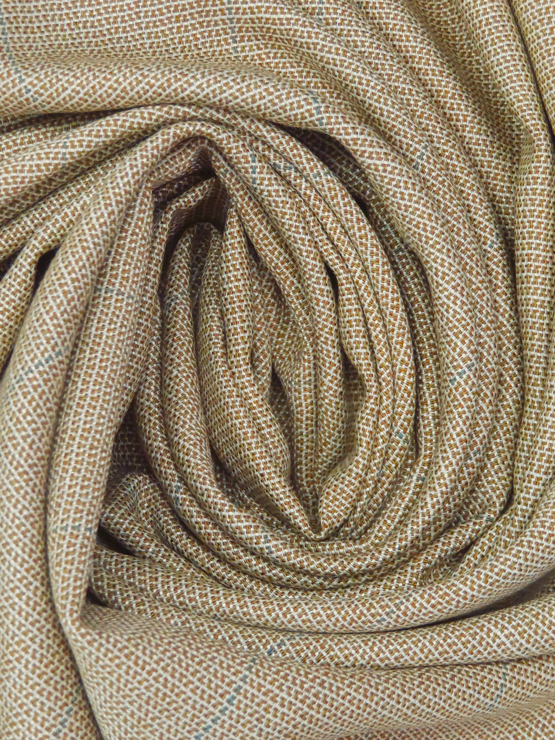 Almond/Cadet Blue/Brown/Multi Wool/Rayon Stripe Novelty Weave Suiting 59W