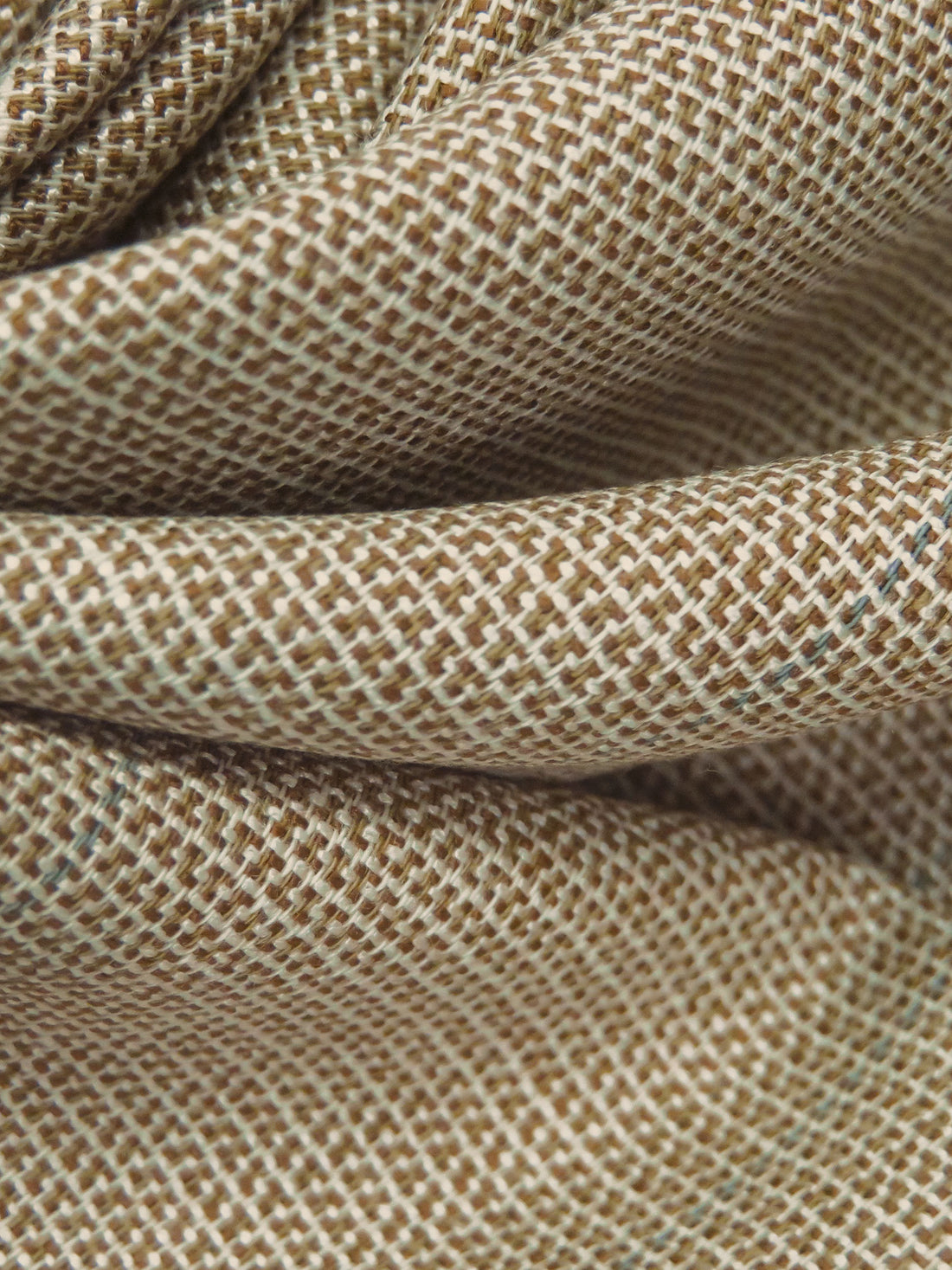 Almond/Cadet Blue/Brown/Multi Wool/Rayon Stripe Novelty Weave Suiting 59W