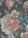 Cyan Azure/Blazing Orange/Black/Multi 100% Nylon Floral Print Point d'Esprit Netting 56W