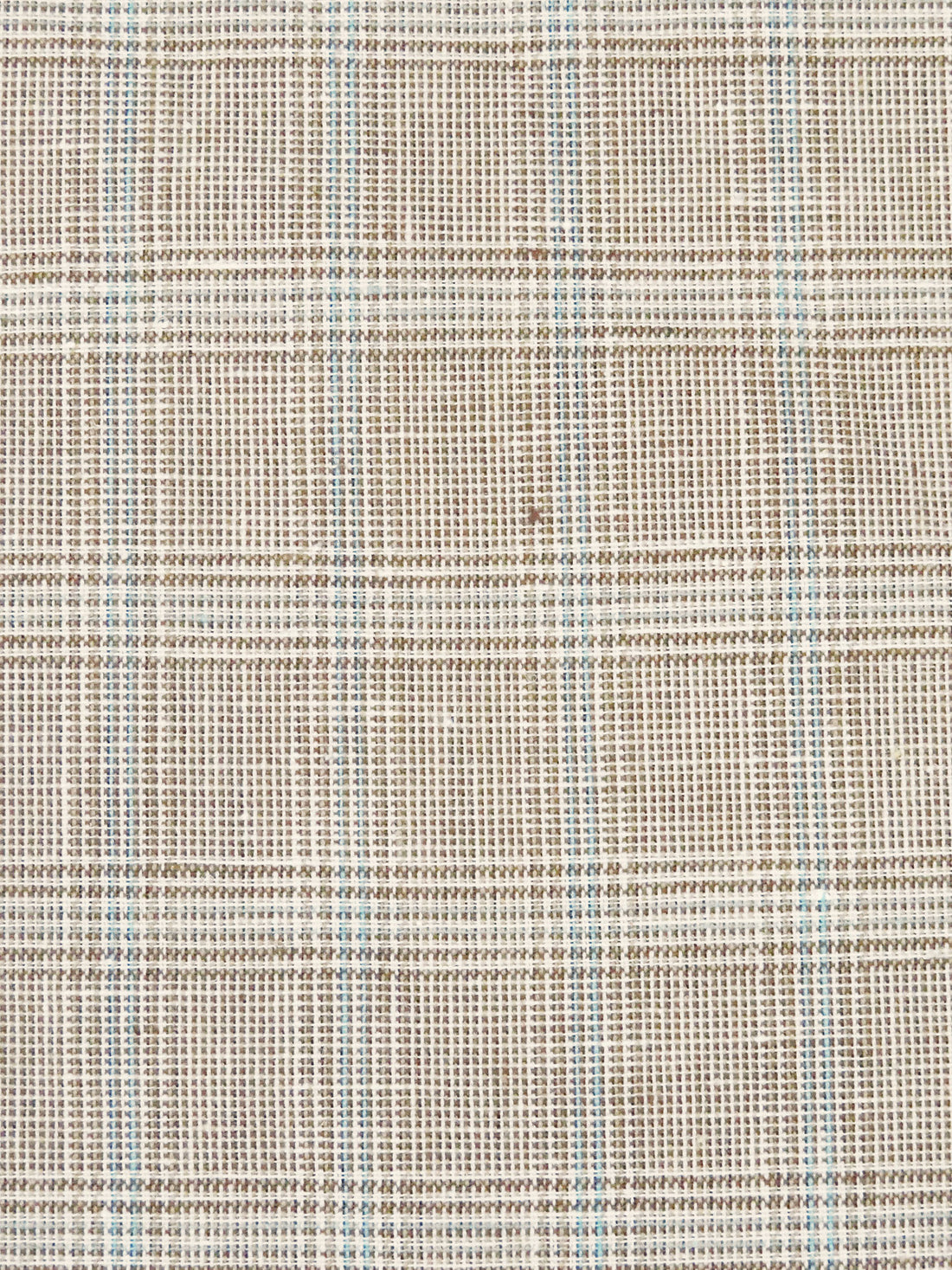 Dark Tan/Cream/Pale Cerulean 100% Cotton Glen Plaid Weave Suiting 58W