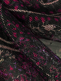 Black/Mauve/Off-White 100% Nylon Paisley Print Point d'Esprit Netting 59W