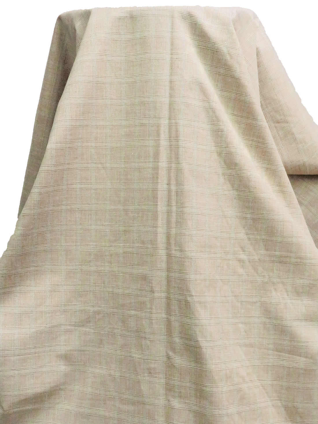 Dark Tan/Cream/Pale Cerulean 100% Cotton Glen Plaid Weave Suiting 58W