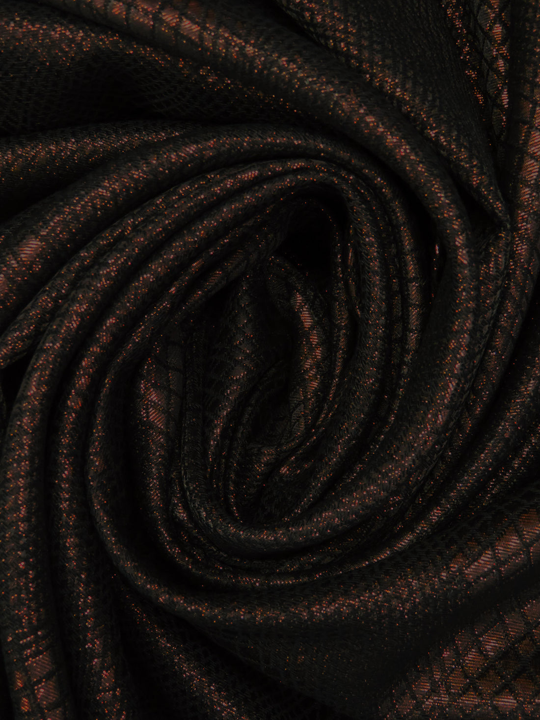 Black/Metallic Copper Polyester/Metallic Snakeskin-Look Weave Jacquard Suiting 56W