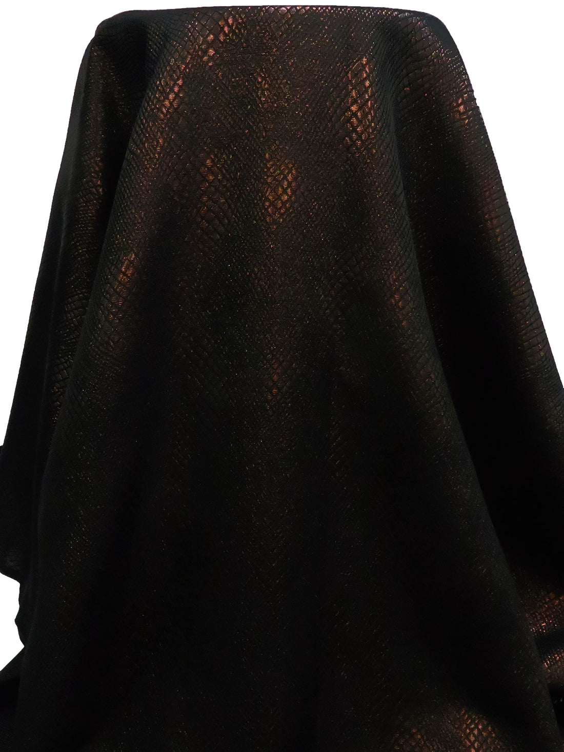 Black/Metallic Copper Polyester/Metallic Snakeskin-Look Weave Jacquard Suiting 56W