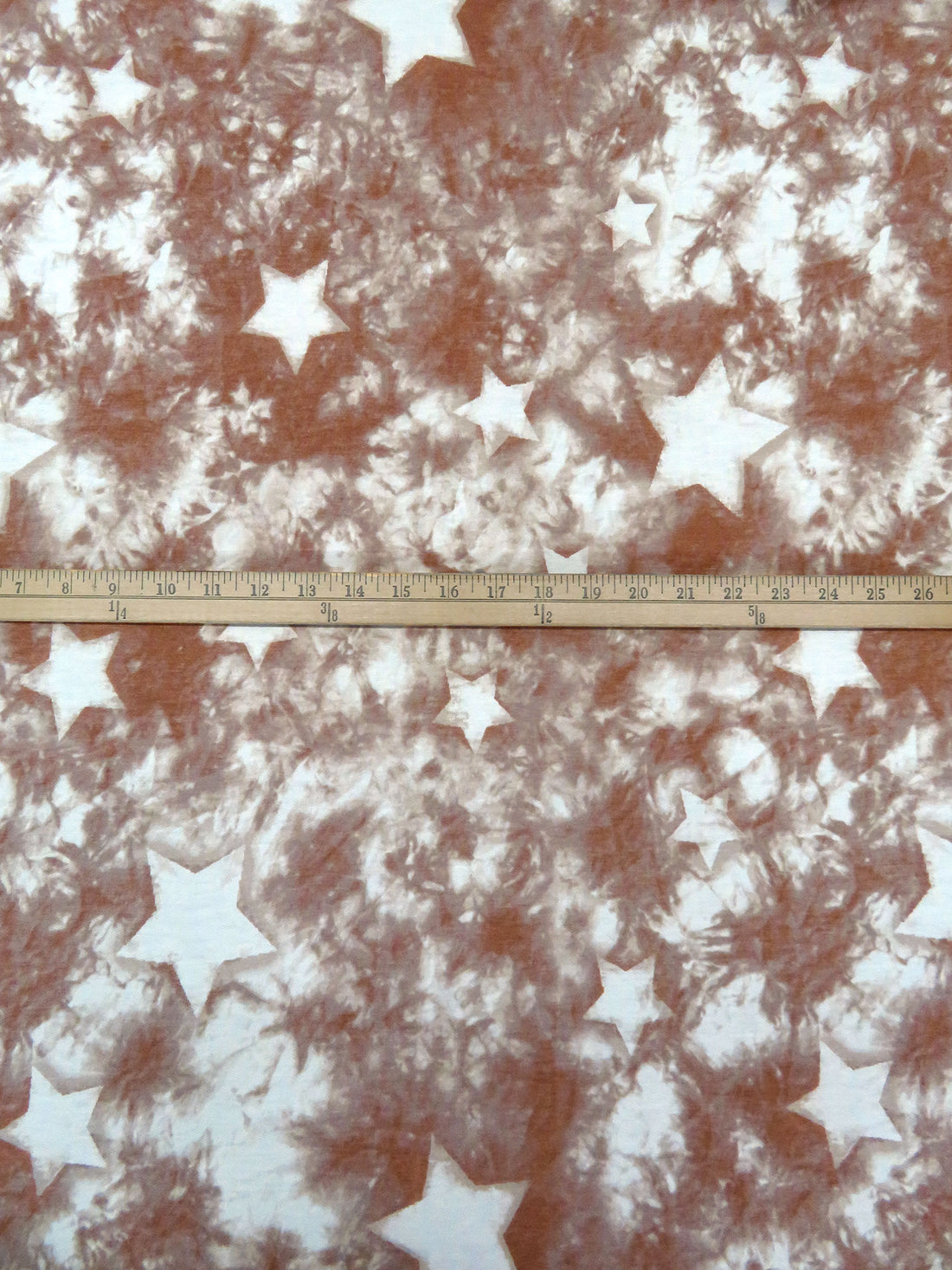 Chestnut/White/Autumn Ashes Polyester/Rayon/Lycra Grunge Star Print French Terry Knit - Robert Kaufman - 58W