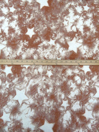 Chestnut/White/Autumn Ashes Polyester/Rayon/Lycra Grunge Star Print French Terry Knit - Robert Kaufman - 58W