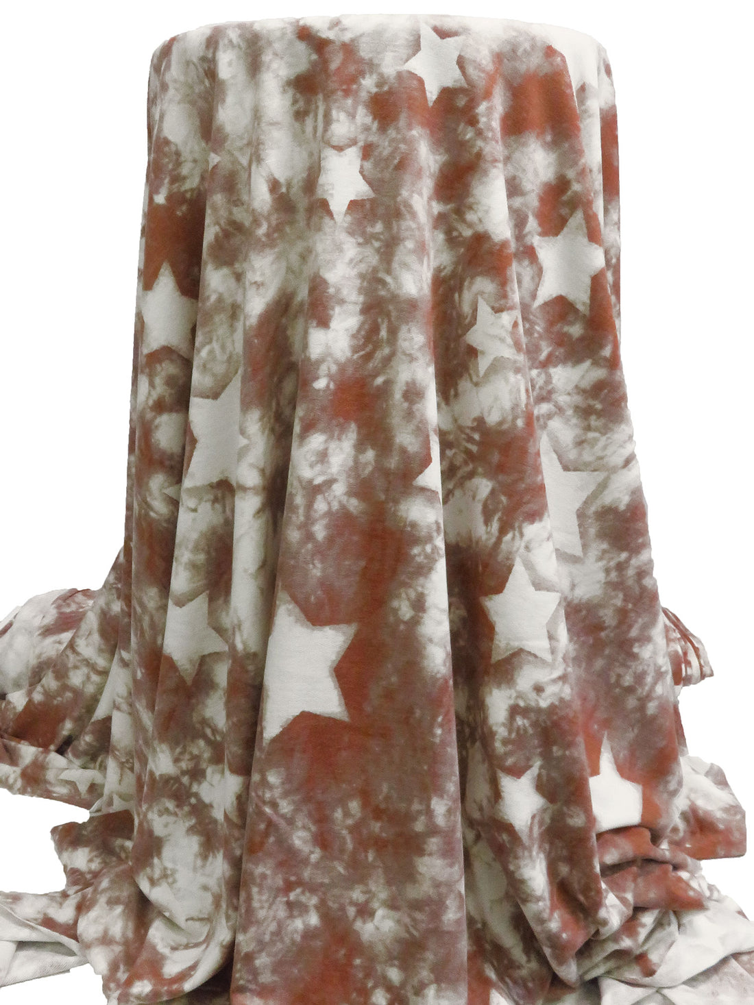 Chestnut/White/Autumn Ashes Polyester/Rayon/Lycra Grunge Star Print French Terry Knit - Robert Kaufman - 58W