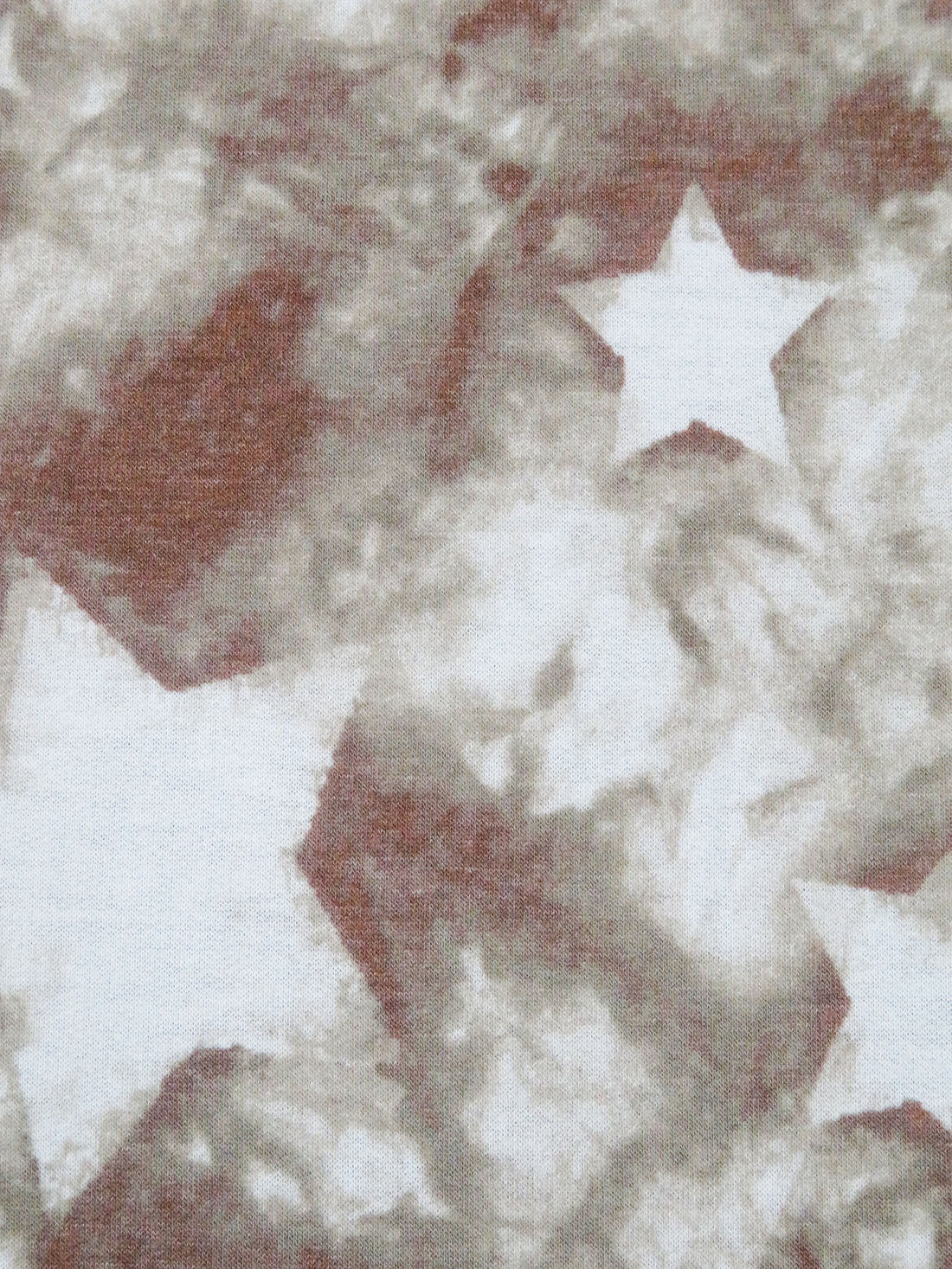 Liver/White/Calico Rock Polyester/Rayon/Lycra Grunge Star Print French Terry Knit - Robert Kaufman - 58W