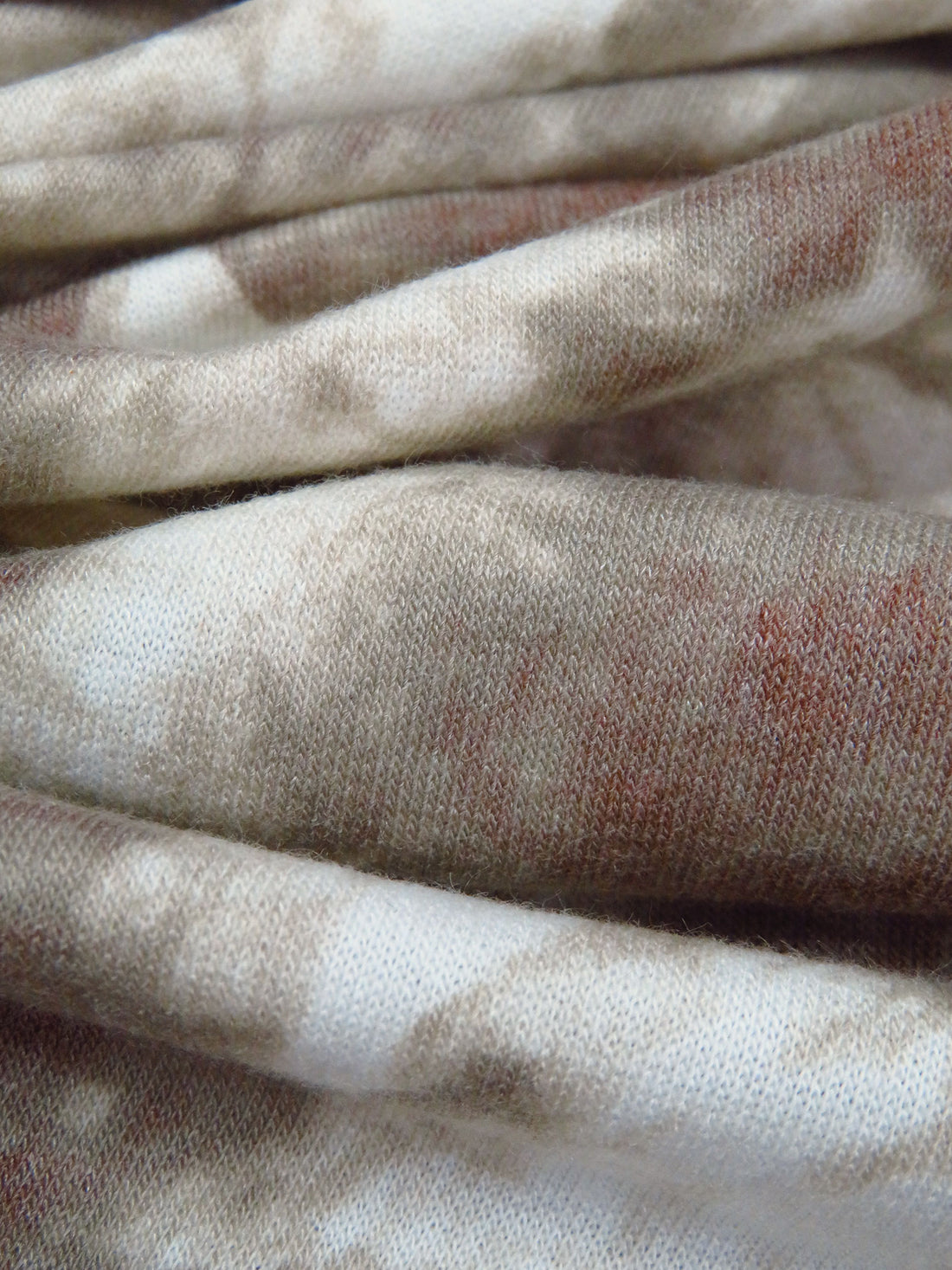 Liver/White/Calico Rock Polyester/Rayon/Lycra Grunge Star Print French Terry Knit - Robert Kaufman - 58W