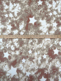 Liver/White/Calico Rock Polyester/Rayon/Lycra Grunge Star Print French Terry Knit - Robert Kaufman - 58W