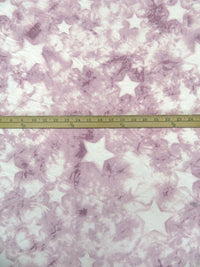 Dusty Lavender/White/Dusty Lilac Polyester/Rayon/Lycra Grunge Star Print French Terry Knit - Robert Kaufman - 58W