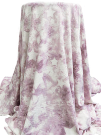 Dusty Lavender/White/Dusty Lilac Polyester/Rayon/Lycra Grunge Star Print French Terry Knit - Robert Kaufman - 58W