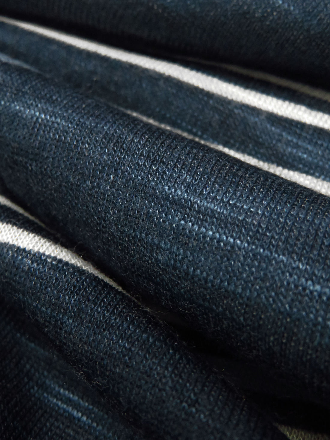Navy/Slate Blue/White Rayon/Lycra Multi Stripe Slubbed Jersey Knit 54W