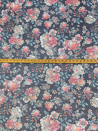 Navy/Parrot Pink/Coral/White 100% Nylon Floral Print Point d'Esprit Netting 56W