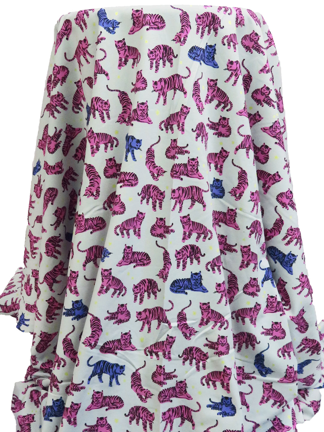 Italian Ice/Pale Magenta/Black/Multi Cotton/Lycra Playful Tiger Print Jersey Knit - Robert Kaufman - 56W