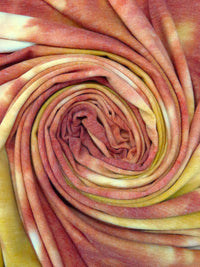 Deep Chestnut/Goldenrod/White/Multi Polyester/Rayon/Lycra Tie-Dye Print French Terry Knit - Robert Kaufman - 58W