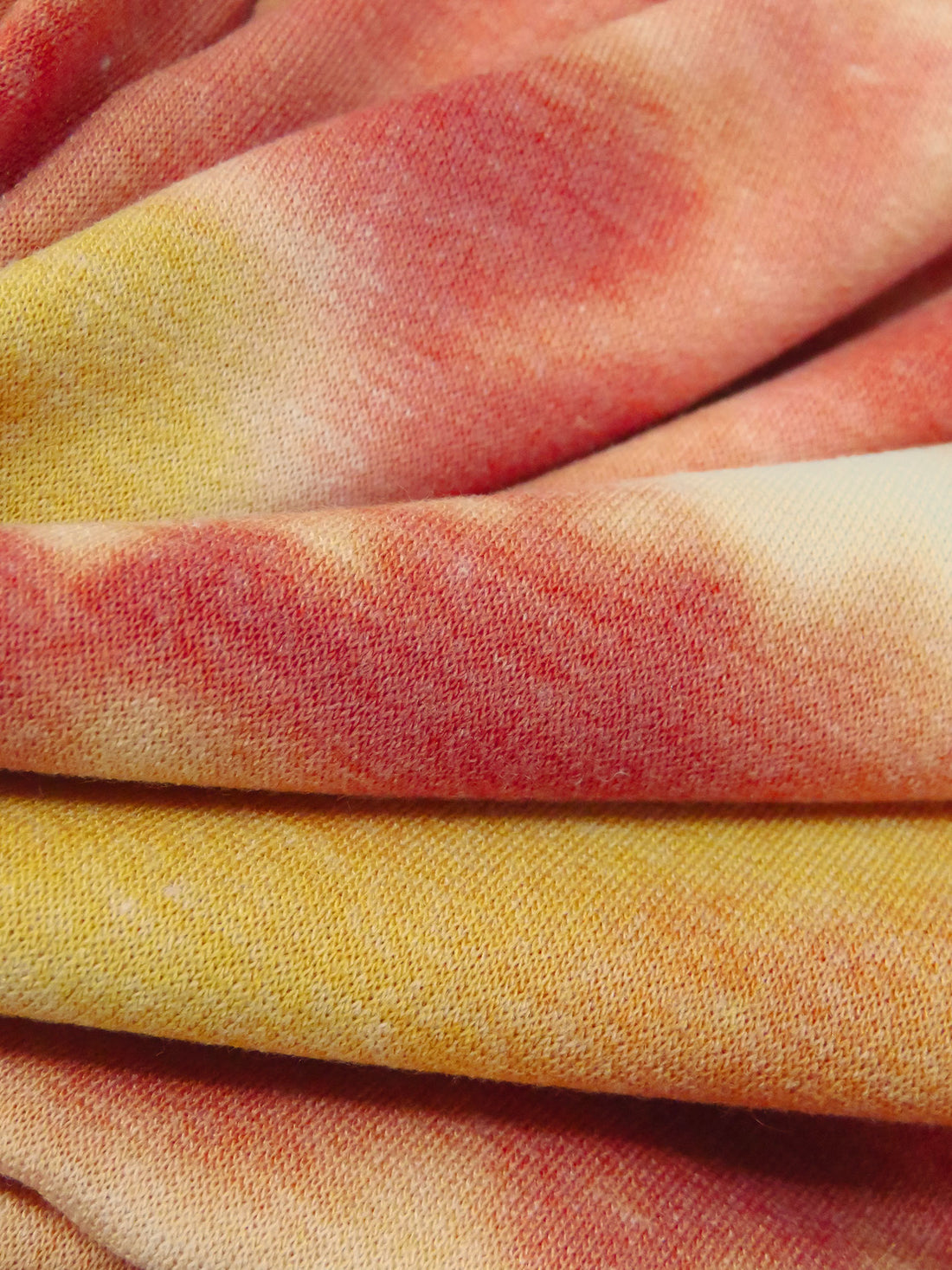 Deep Chestnut/Goldenrod/White/Multi Polyester/Rayon/Lycra Tie-Dye Print French Terry Knit - Robert Kaufman - 58W