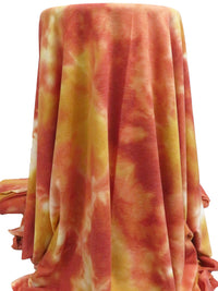 Deep Chestnut/Goldenrod/White/Multi Polyester/Rayon/Lycra Tie-Dye Print French Terry Knit - Robert Kaufman - 58W