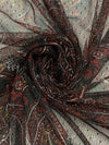 Black/Venetian Red/Sunglow/White 100% Nylon Stylized Paisley Print Point d'Esprit Netting 60W