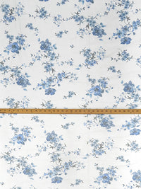 White/Bright Cerulean/Black/Multi 100% Nylon Floral Branches Print Point d'Esprit Netting  58W