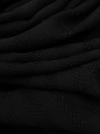 Black 100% Rayon Geometric Weave Jacquard Blouse Weight Woven 57W