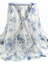 White/Bright Cerulean/Black/Multi 100% Nylon Floral Branches Print Point d'Esprit Netting  58W