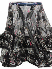 Black/Jazzberry Jam/White/Multi 100% Nylon Floral Print Point d'Esprit Netting  56W