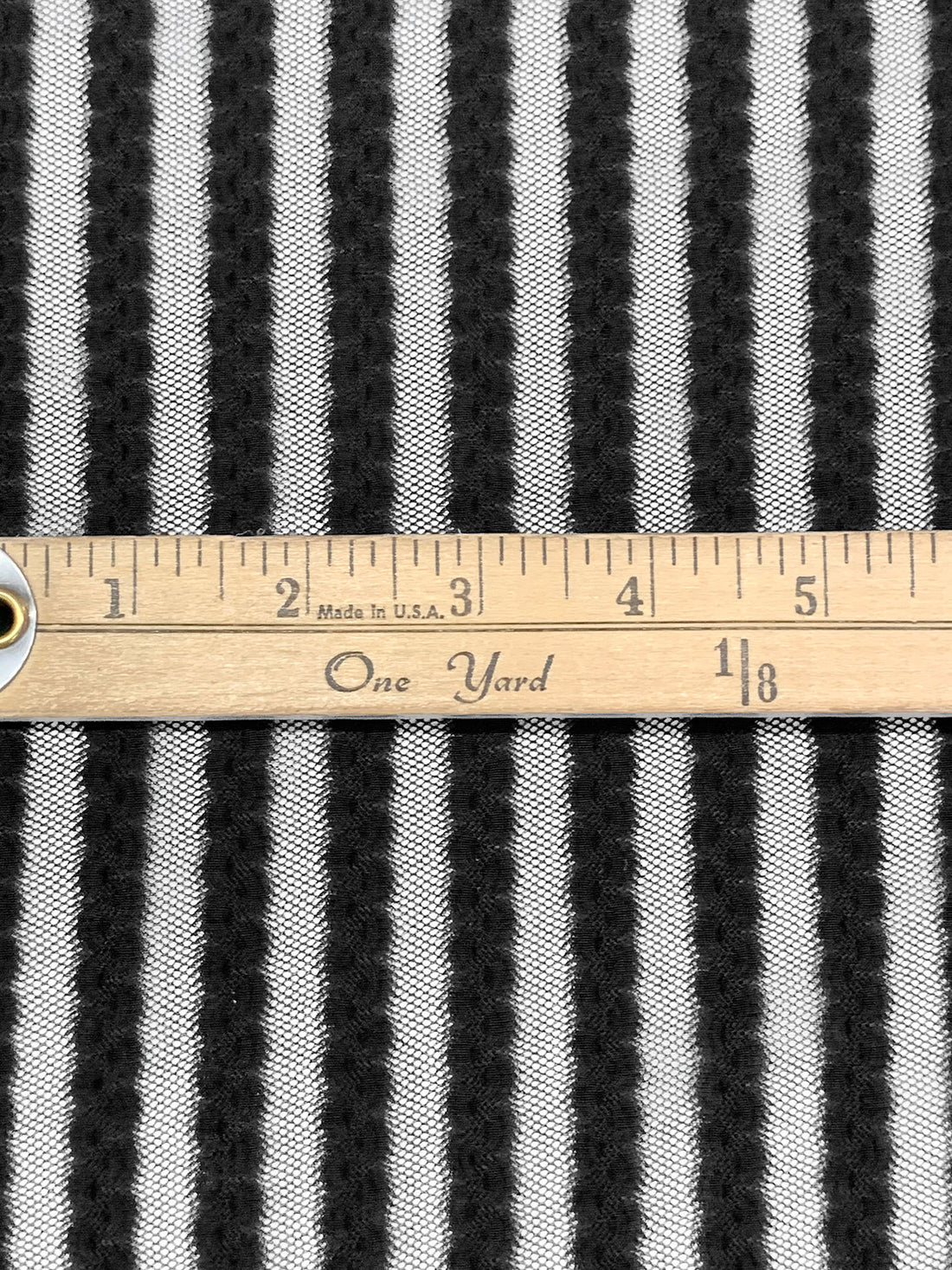 Black Polyester/Lycra Vertical Stripe Design Stretch Lace Netting 60W