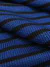 Deep  Sapphire/Black 100% Polyester Horizontal Stripe Weave Shimmer Rib Knit 56W