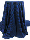 Deep  Sapphire/Black 100% Polyester Horizontal Stripe Weave Shimmer Rib Knit 56W