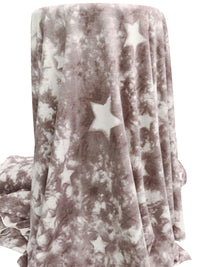 Old Burgundy/Bazaar/White Polyester/Rayon/Lycra Grunge Star Print French Terry Knit - Robert Kaufman - 58W