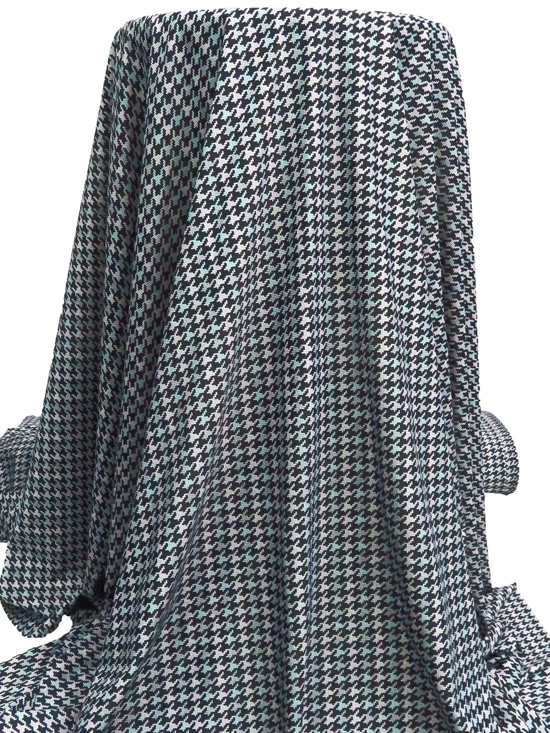 Dark Charcoal/Pale Aqua/Thistle/Multi Nylon/Spandex Houndstooth Woven Print Mandalay Performance Activewear Knit - Robert Kaufman - 59W