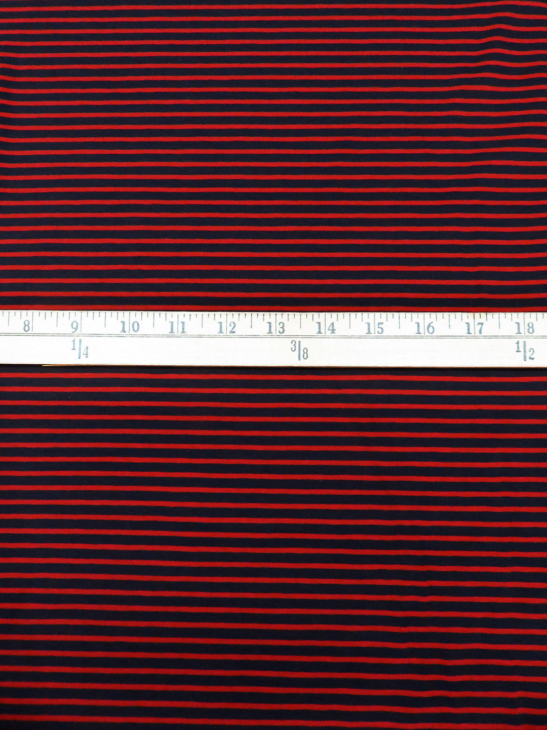Dark Navy/Crimson Cotton/Lycra Horizontal Stripe Weave Jersey Knit - Robert Kaufman - 59W
