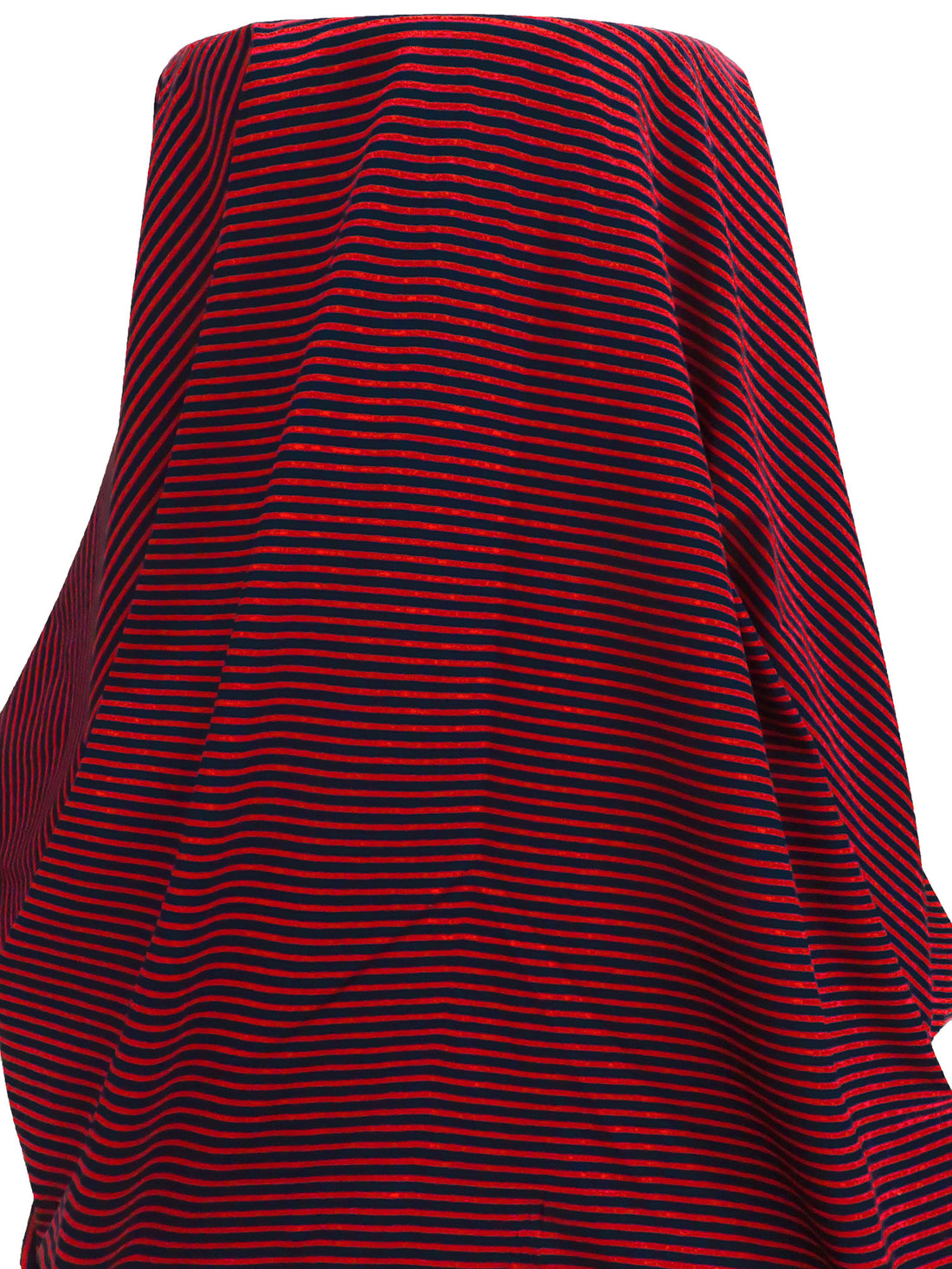 Dark Navy/Crimson Cotton/Lycra Horizontal Stripe Weave Jersey Knit - Robert Kaufman - 59W