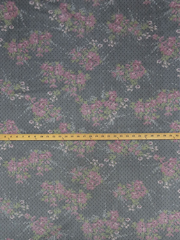 Black/Magenta Purple/Olive/Multi 100% Nylon Floral Print Point d'Esprit Netting  57W